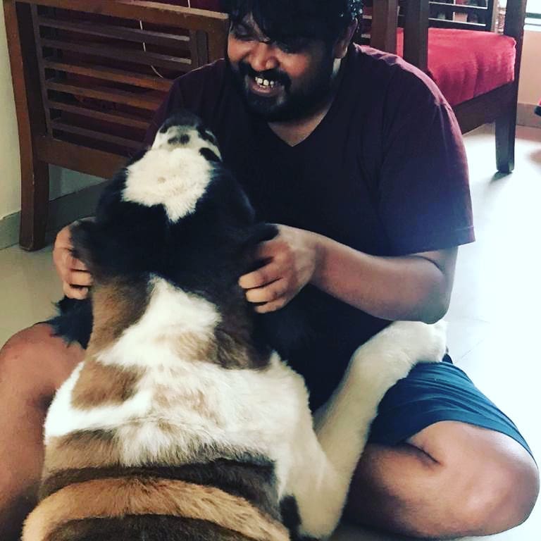 Faisal Malik with his dog